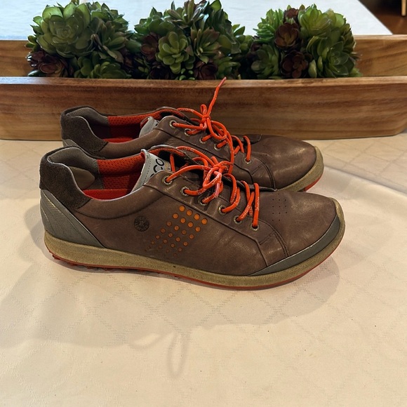 Ecco Natural Motion Biom Golf Shoes Yak Leather Brown Orange Size‎ EU 45 - Picture 1 of 5